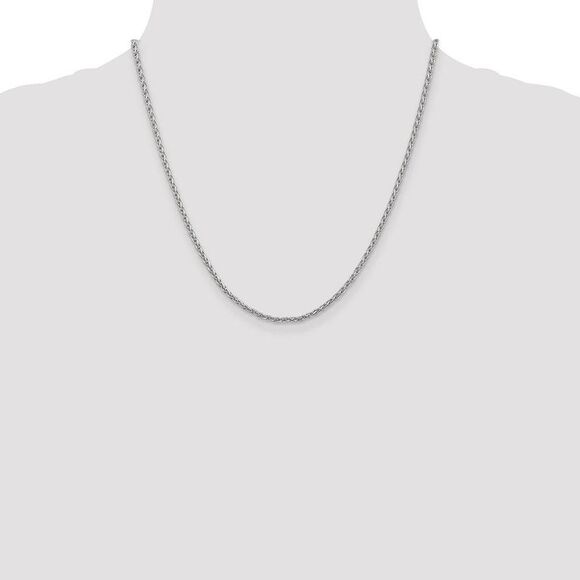 2.25mm, 14k White Gold, Solid Parisian Wheat Chain Necklace, 20 Inch - Picture 2 of 8